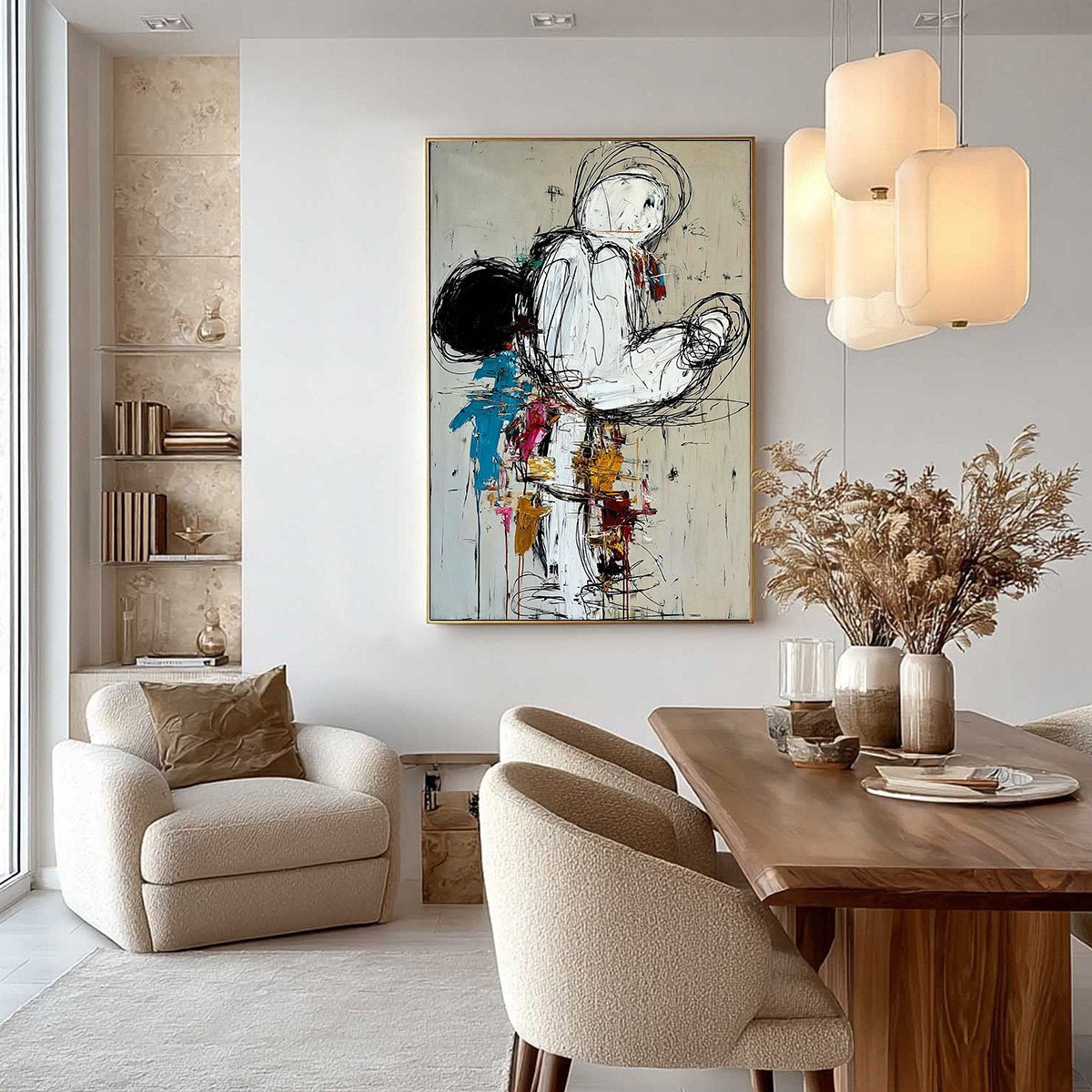 Blue and Gold Abstract Figurative Textured Oil Painting – Kinetic Form