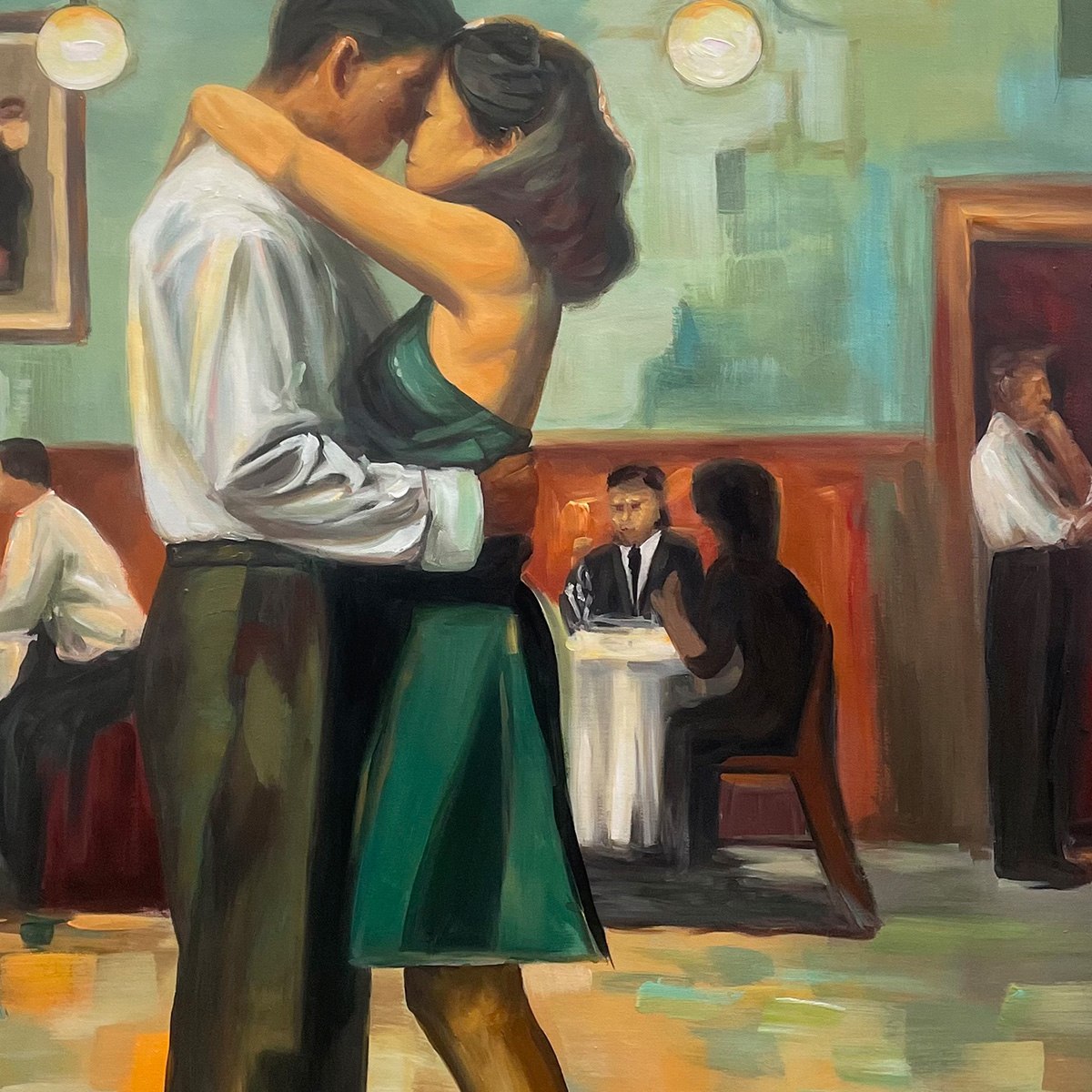 Figurative Couple Oil Painting – Last Dance