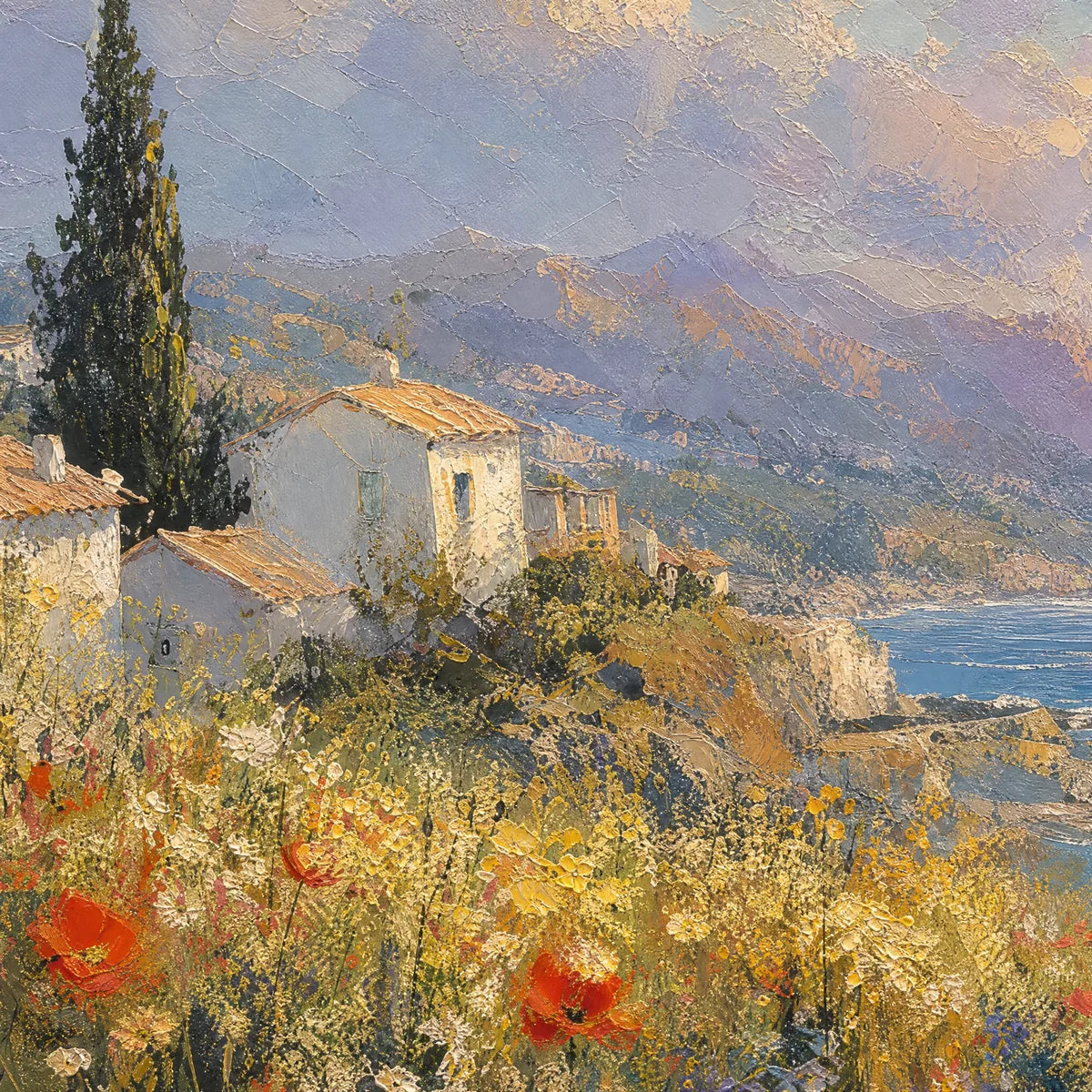 Lemon Coast – Coastal Textured Painting, view 3