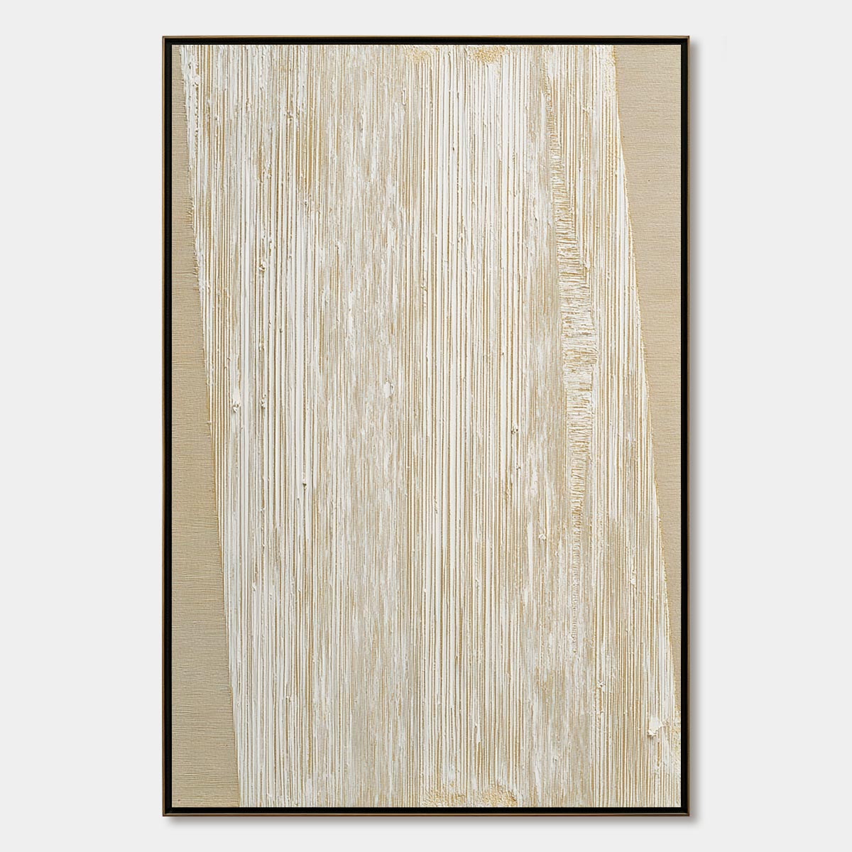 Linear Calm – Wabi-Sabi Abstract Palette Knife Oil Painting, view 1