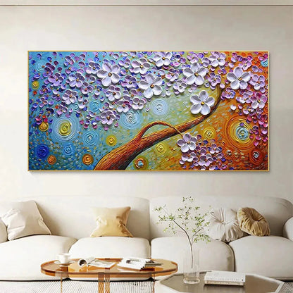 Gold and Lavender Floral Textured Painting – Lilac Dream