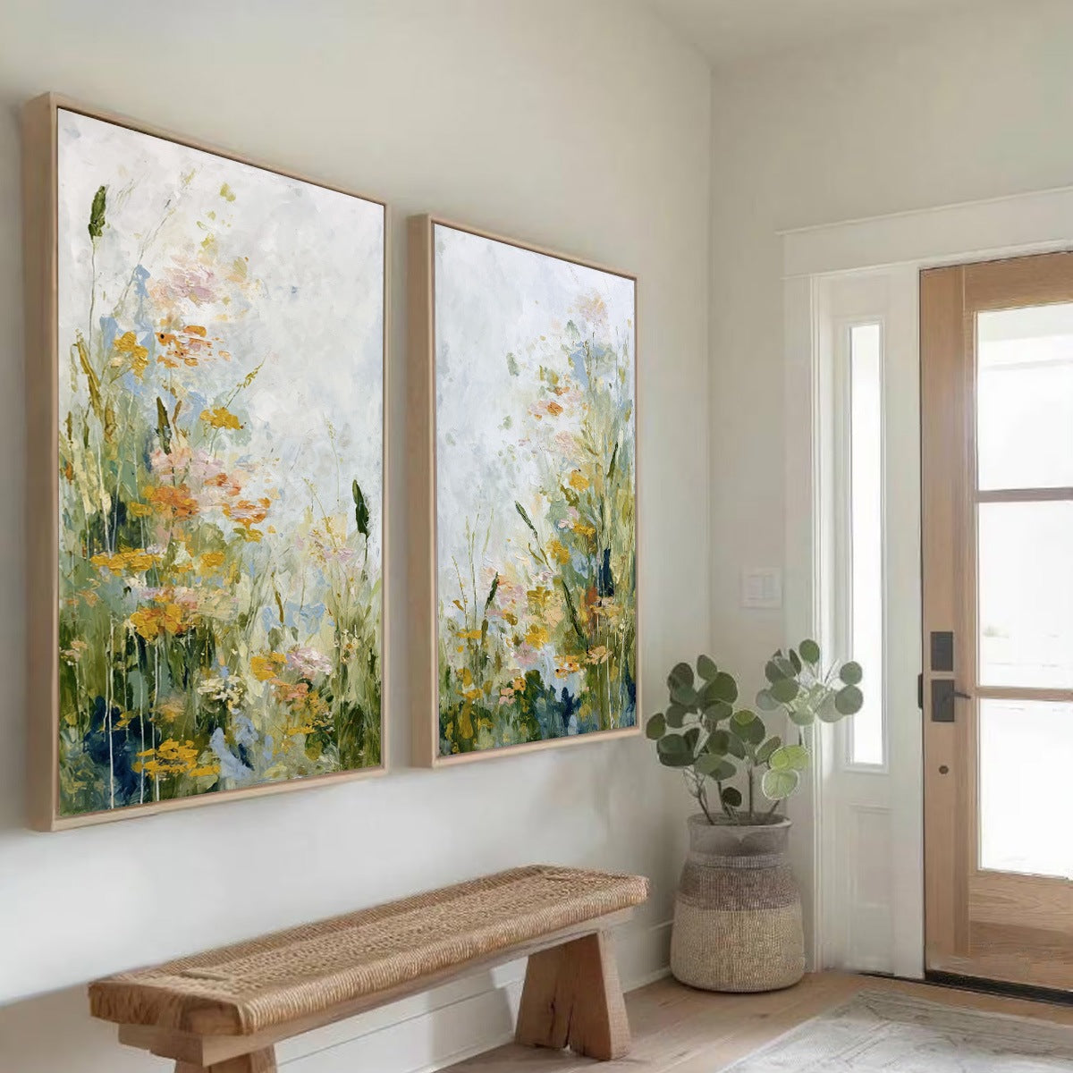 Green Impressionist Meadow Textured Painting – Meadow's Whisper