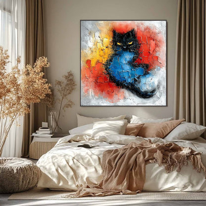 Midnight Ember – Cat Impasto Oil Painting, view 2