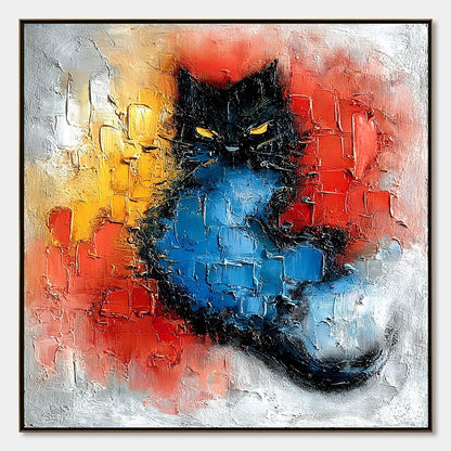 Midnight Ember – Cat Impasto Oil Painting, view 1