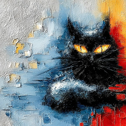 Midnight Gaze – Cat Impasto Oil Painting, view 5