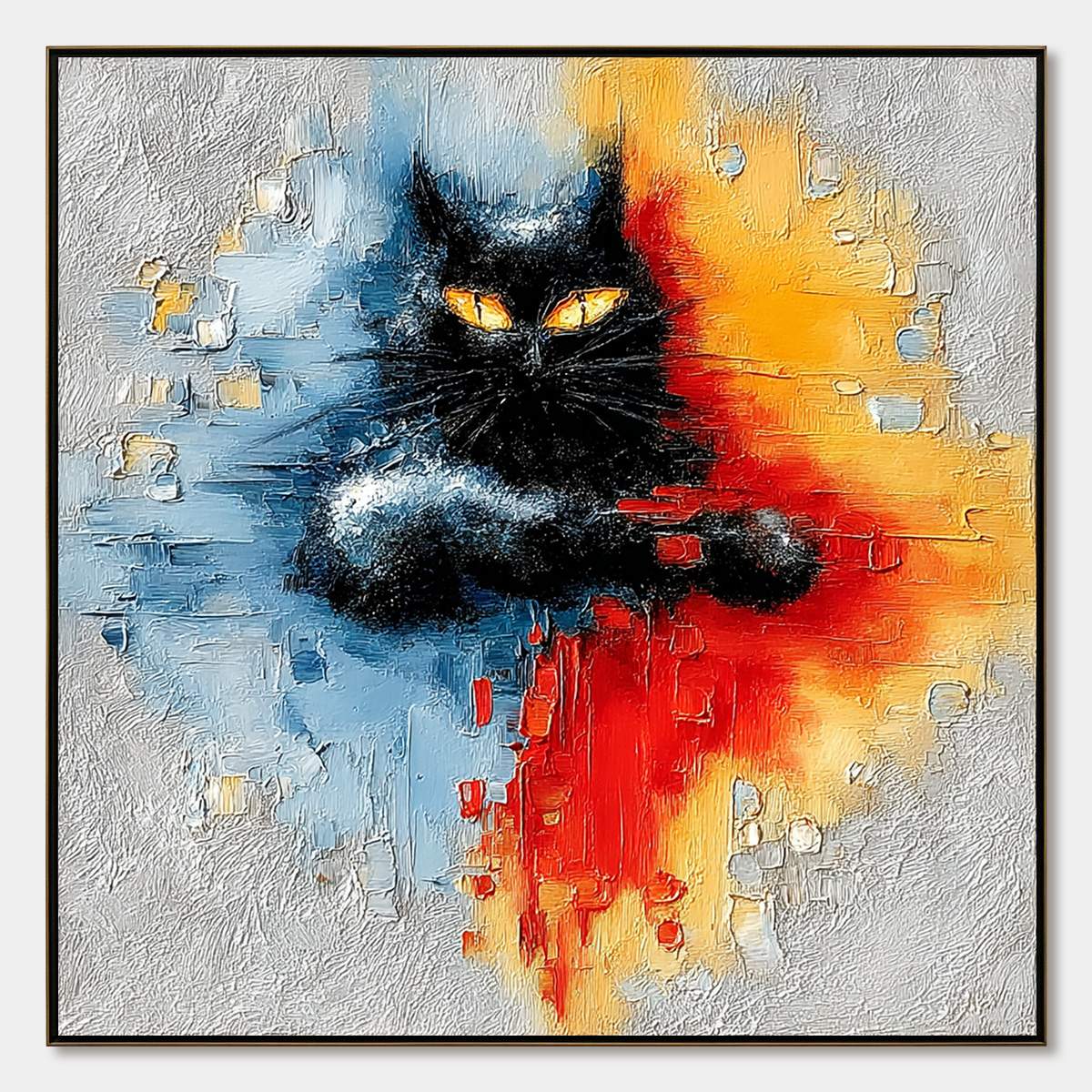 Midnight Gaze – Cat Impasto Oil Painting, view 1