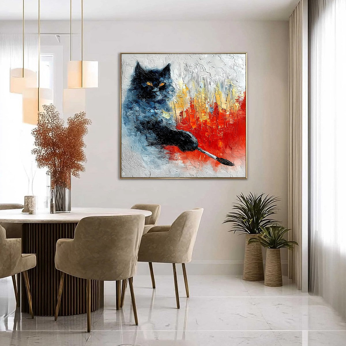 Midnight Painter – Cat Impasto Oil Painting, view 4