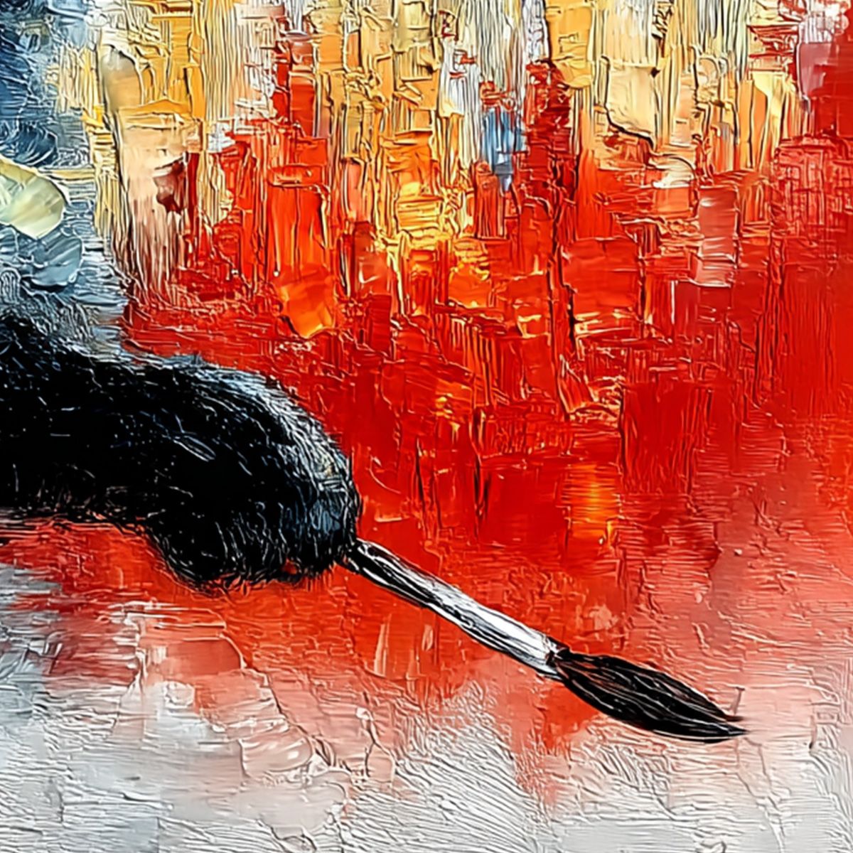 Midnight Painter – Cat Impasto Oil Painting, view 3