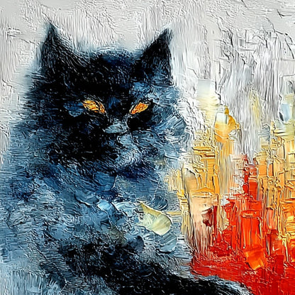 Midnight Painter – Cat Impasto Oil Painting, view 5