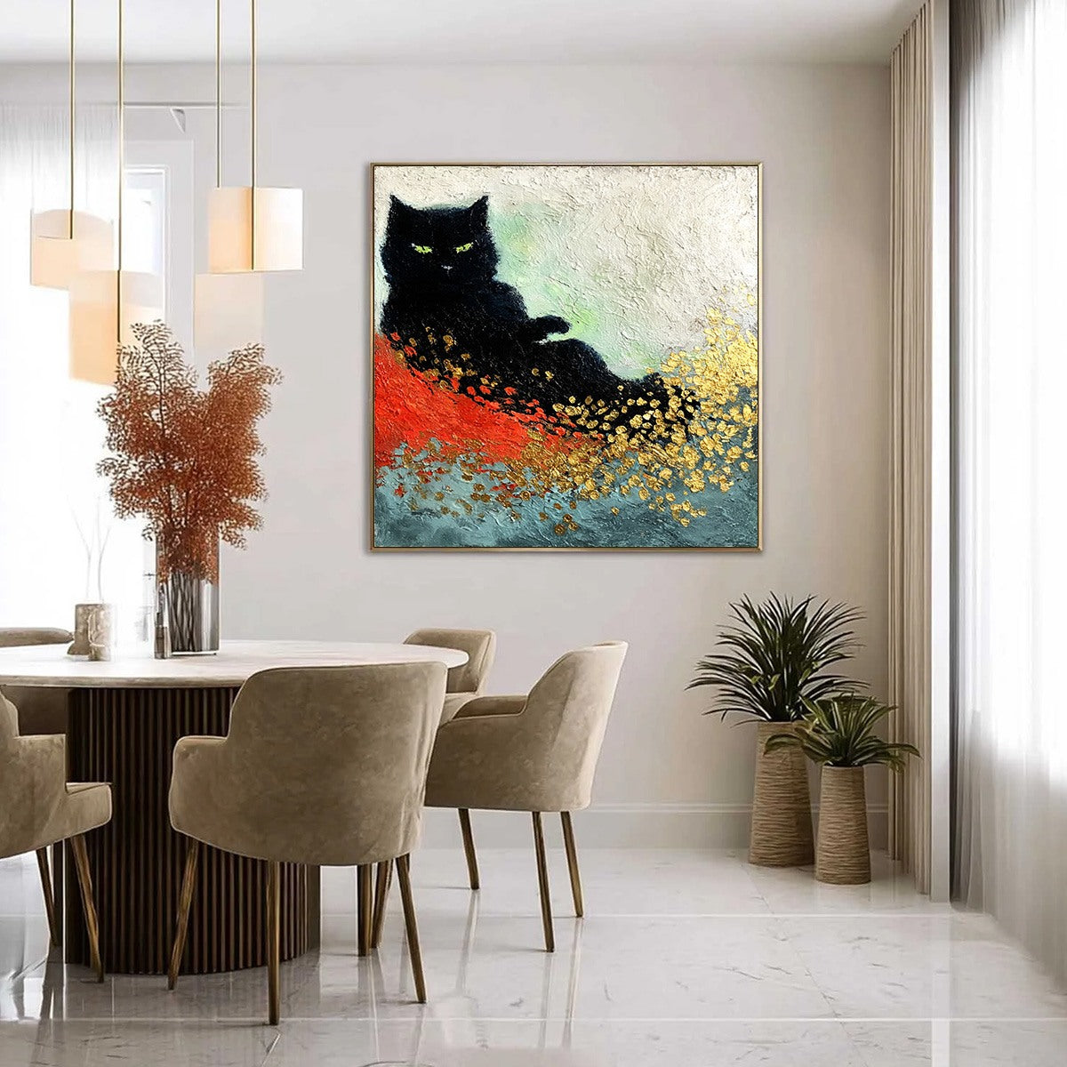 Midnight Reign – Cat Impasto Oil Painting, view 4