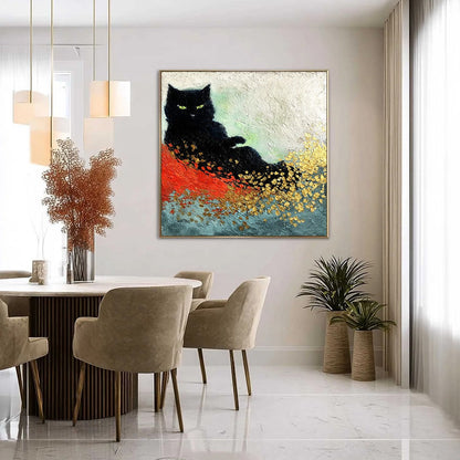 Midnight Reign – Cat Impasto Oil Painting, view 4