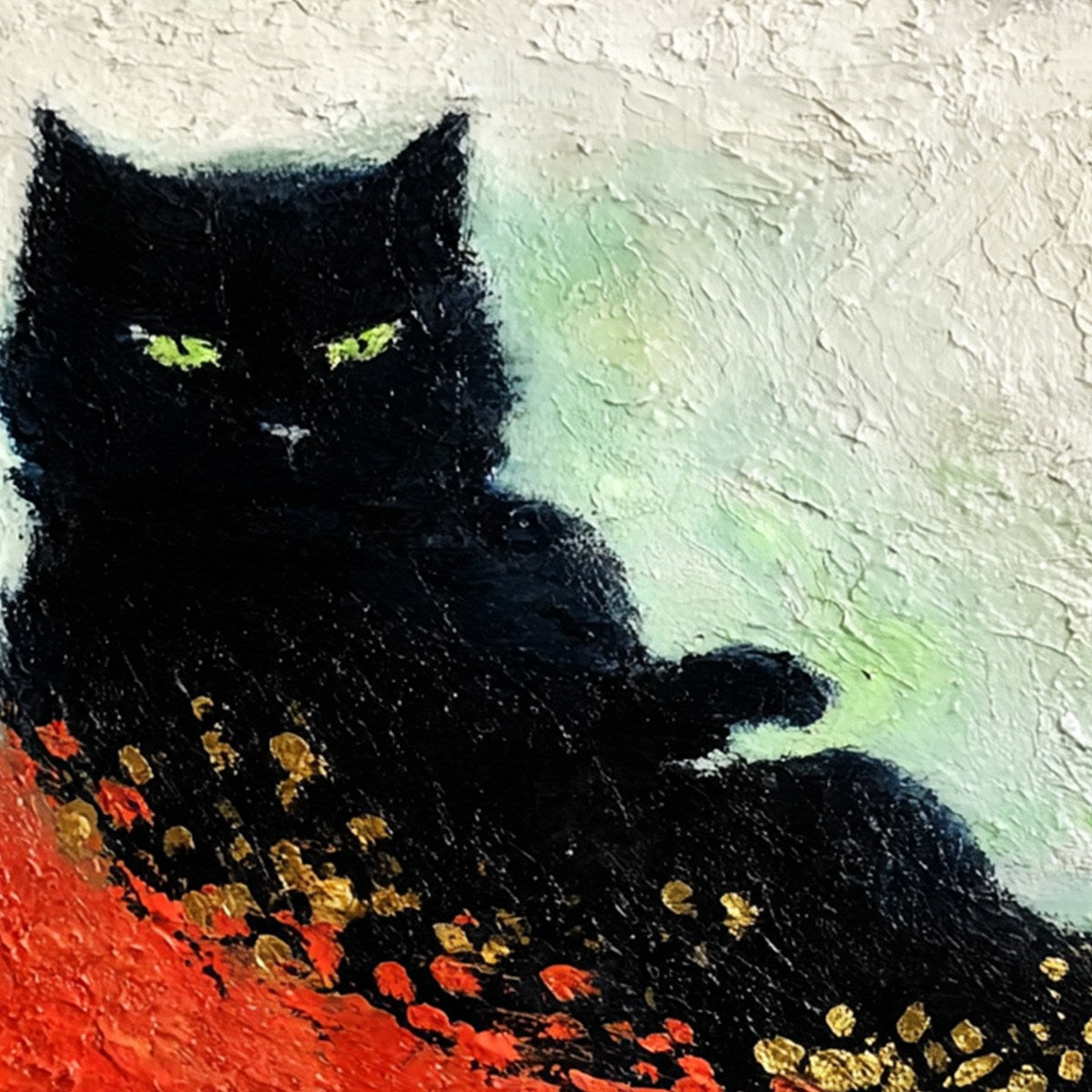 Midnight Reign – Cat Impasto Oil Painting, view 5