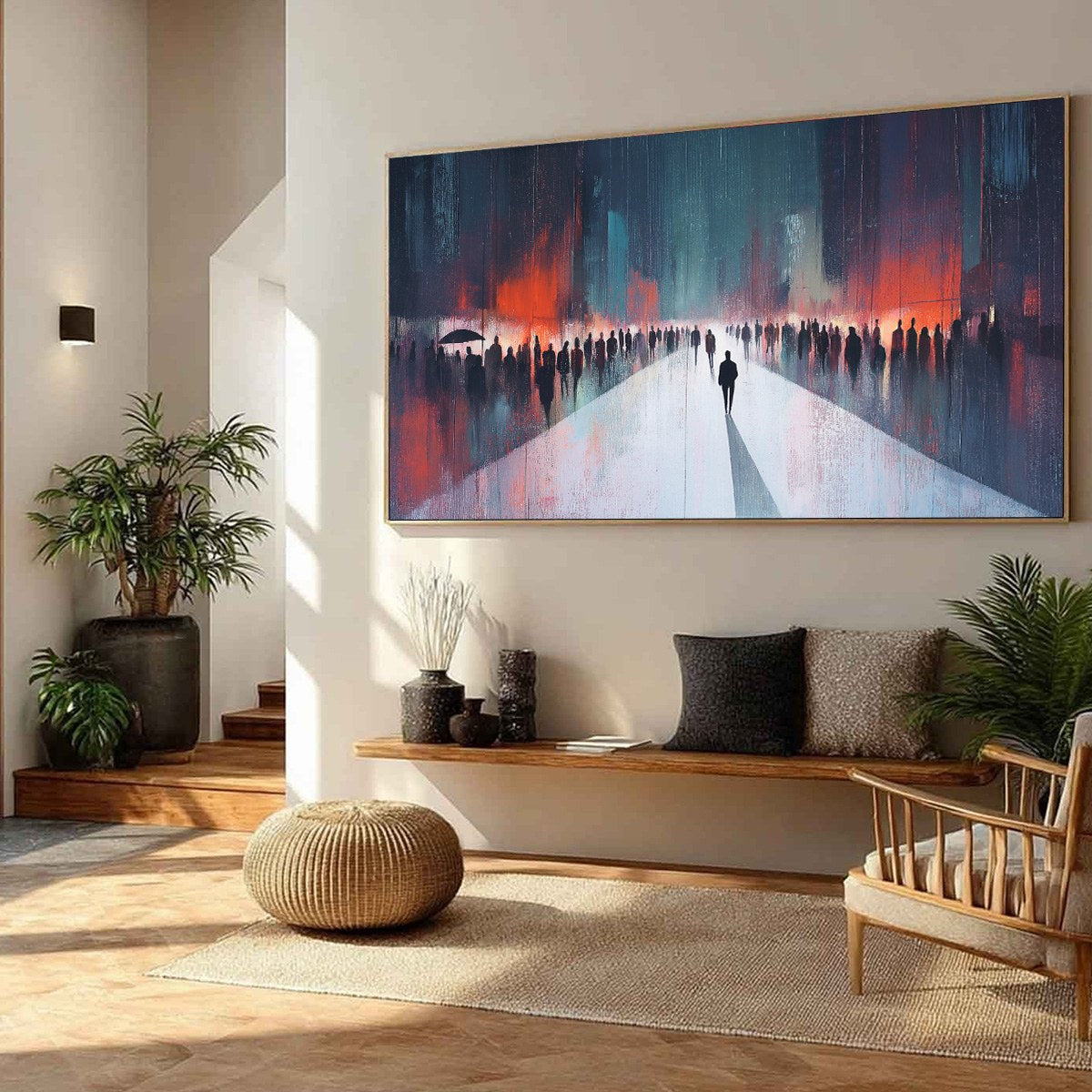 Midnight Crossing – Minimalist Silhouette Oil Painting, view 4