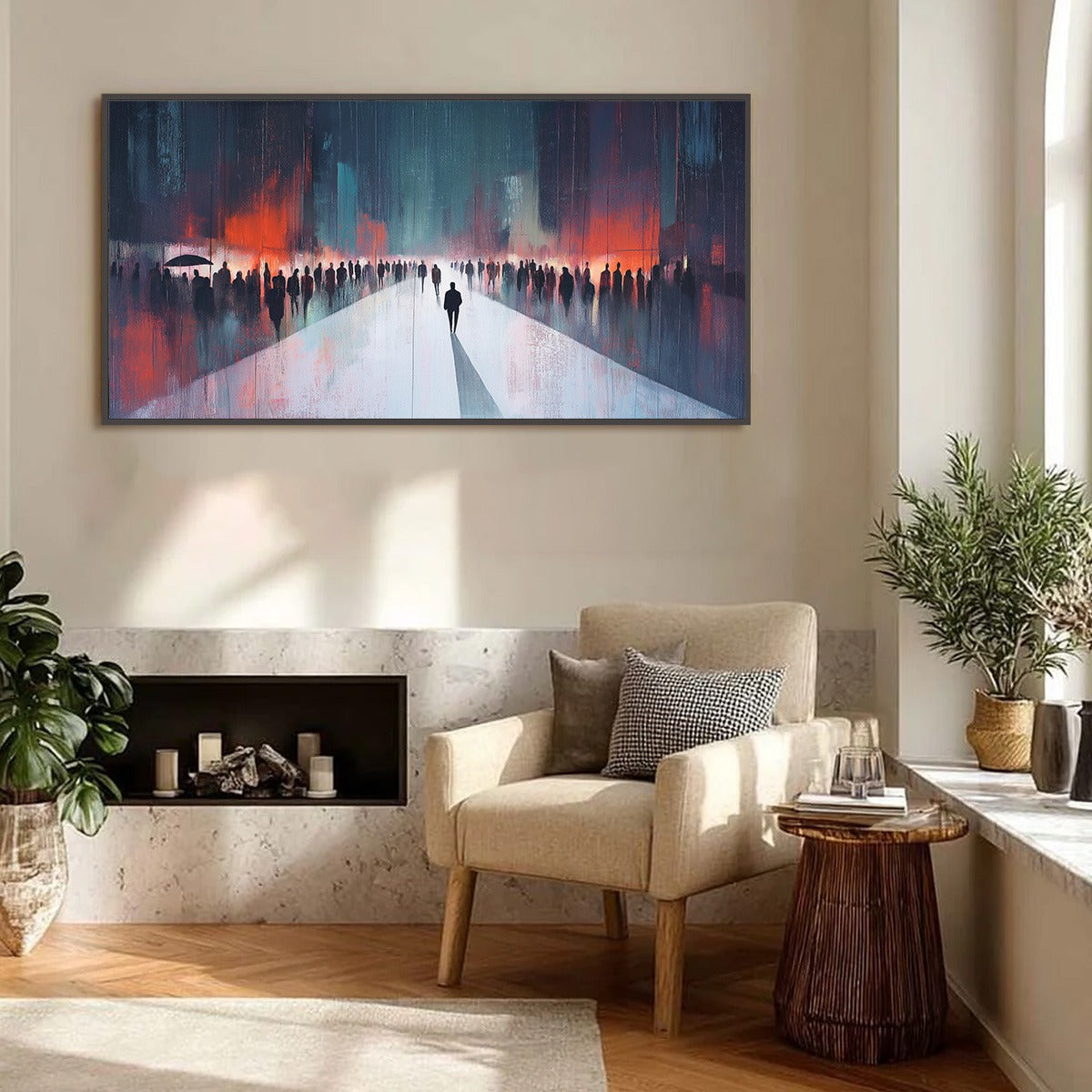 Midnight Crossing – Minimalist Silhouette Oil Painting, view 5