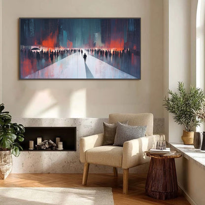 Midnight Crossing – Minimalist Silhouette Oil Painting, view 5