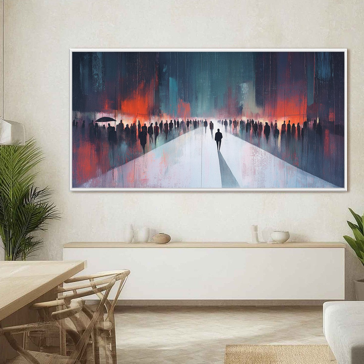 Midnight Crossing – Minimalist Silhouette Oil Painting, view 2