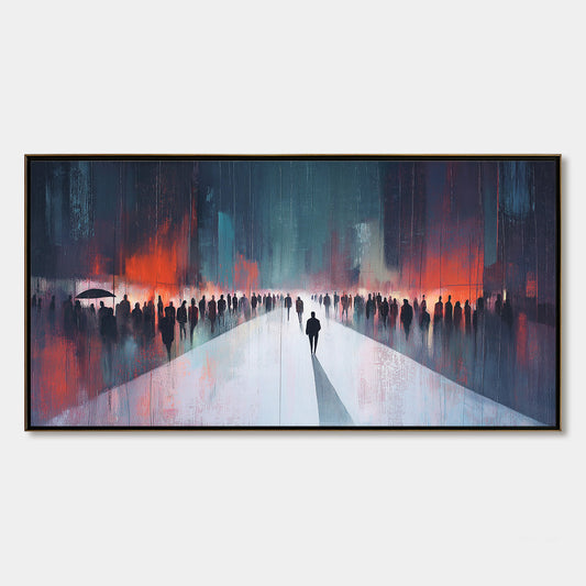 Midnight Crossing – Minimalist Silhouette Oil Painting, view 1