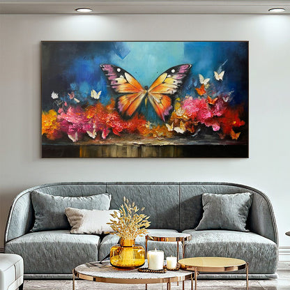 Orange and Purple Butterfly Impasto Oil Painting – Monarch's Repose