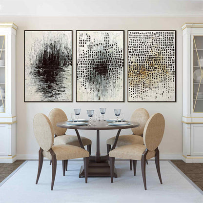 Black and White Wabi-Sabi Abstract Impasto Oil Painting – Monochrome Metamorphosis