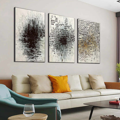 Black and White Wabi-Sabi Abstract Impasto Oil Painting – Monochrome Metamorphosis