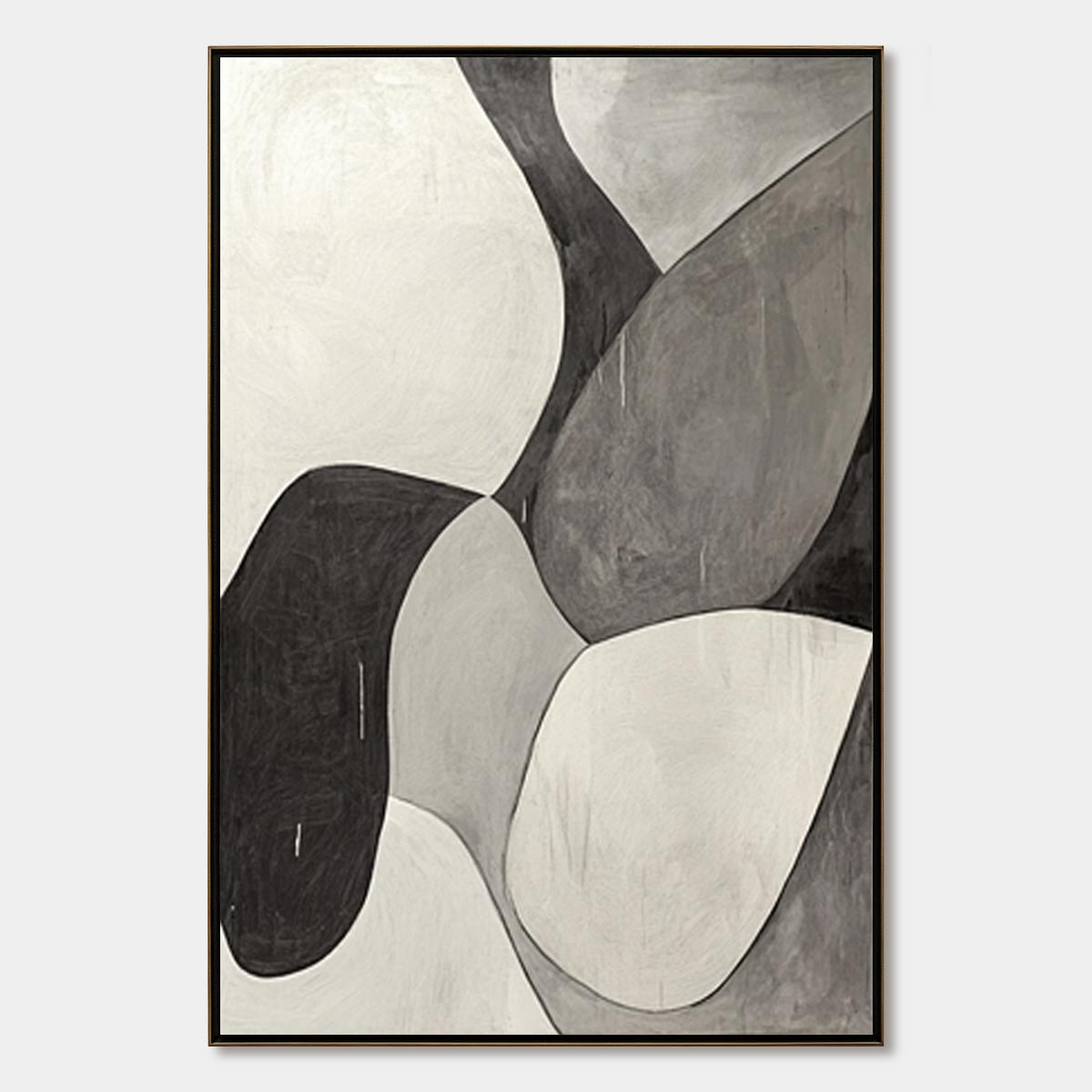 Monochrome Flow – Wabi-Sabi Abstract Oil Painting, view 1
