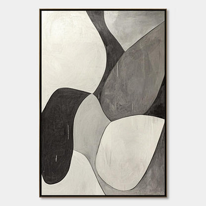 Monochrome Flow – Wabi-Sabi Abstract Oil Painting, view 1