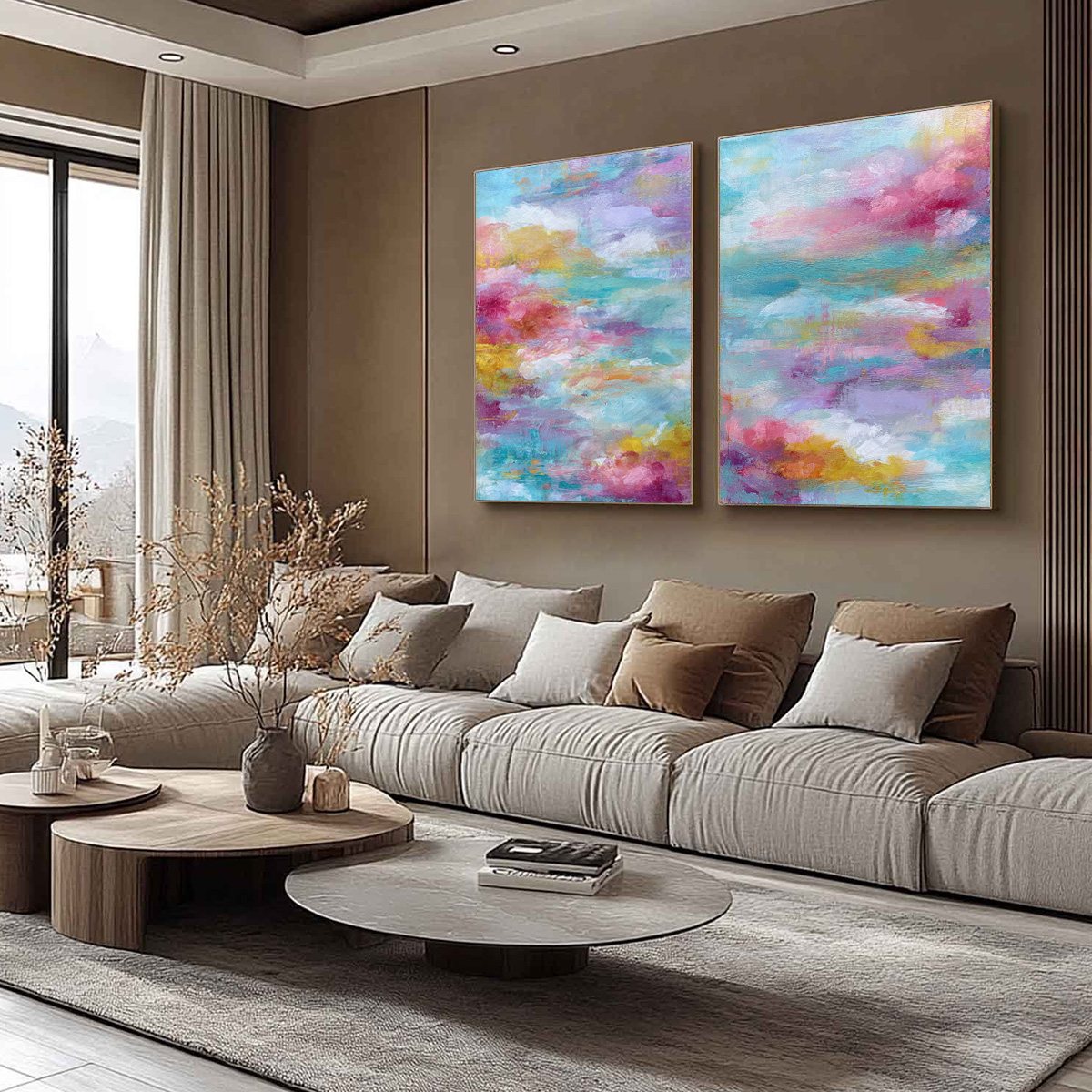 Colorful Abstract Cloudscape Oil Painting – Morning Rapture
