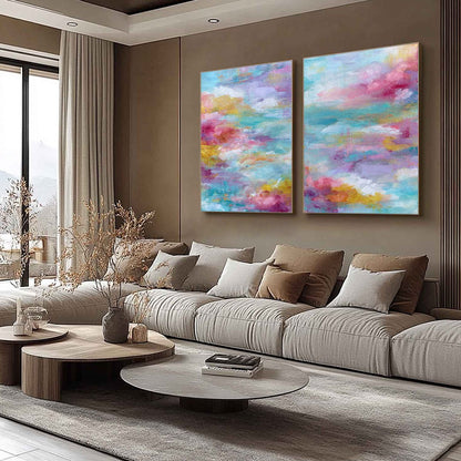 Colorful Abstract Cloudscape Oil Painting – Morning Rapture