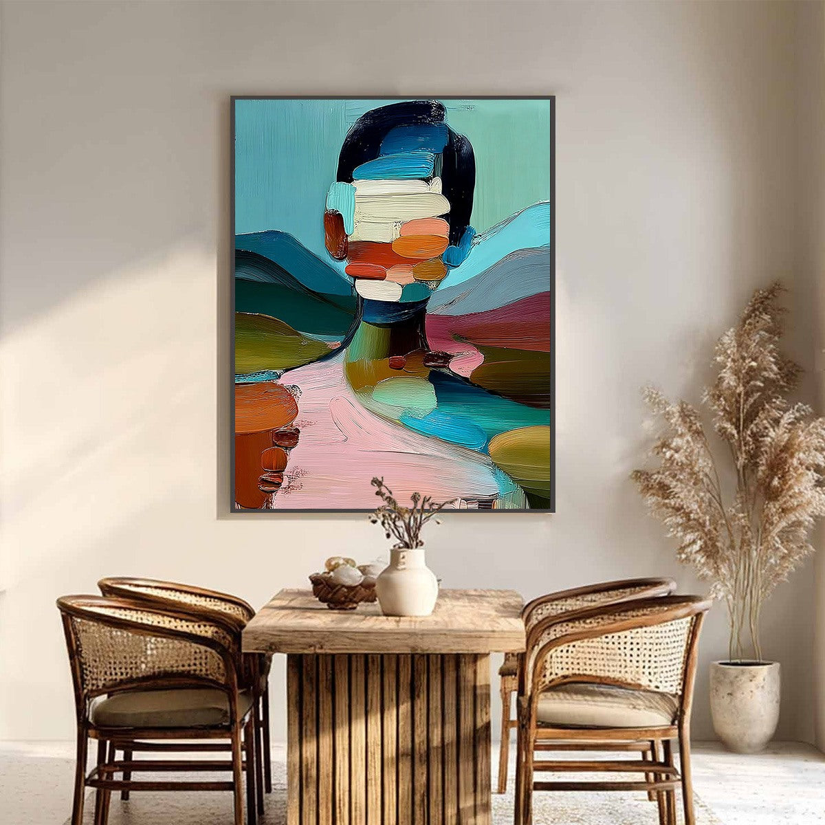 Figurative Silhouette Impasto Oil Painting – Mosaic Of Being
