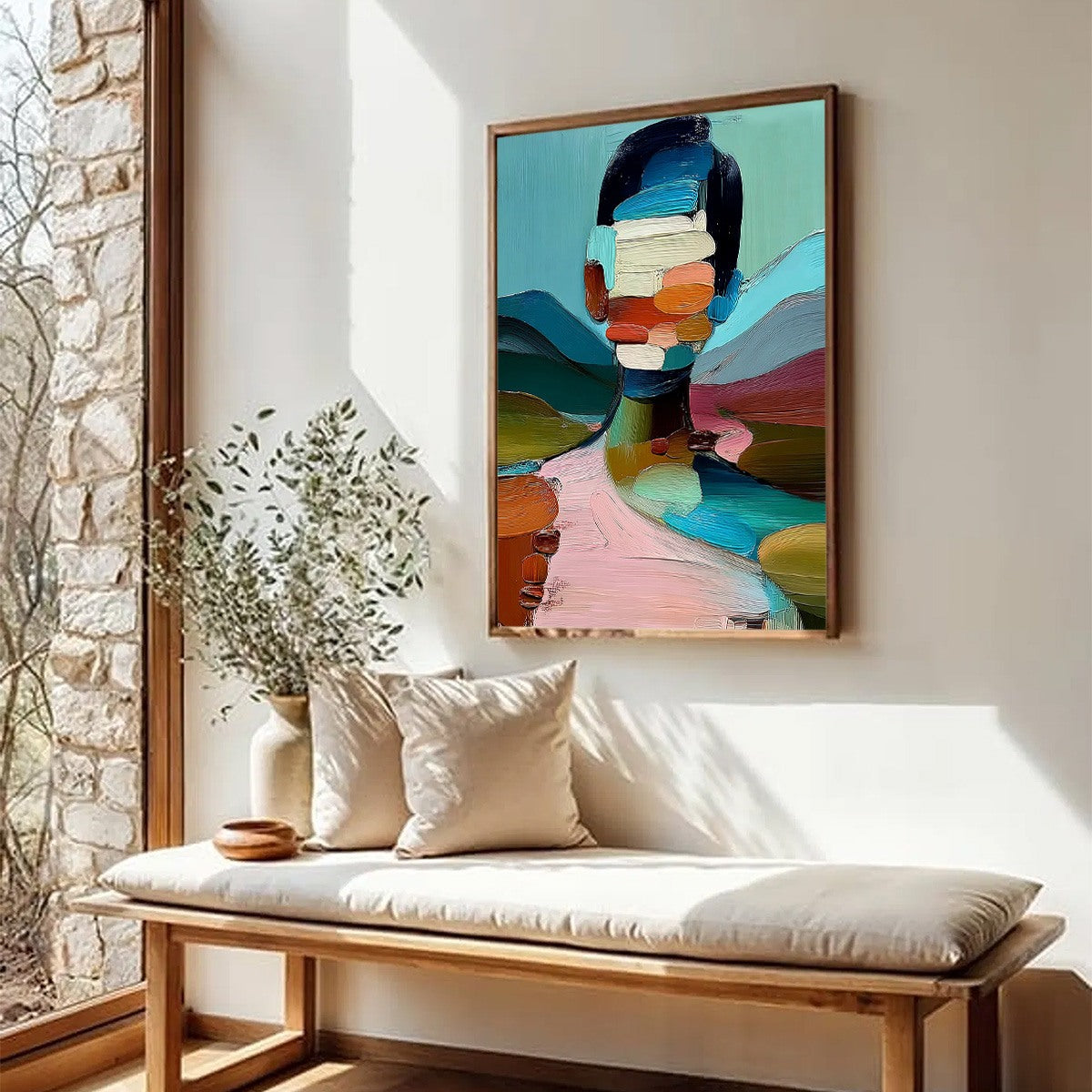 Figurative Silhouette Impasto Oil Painting – Mosaic Of Being