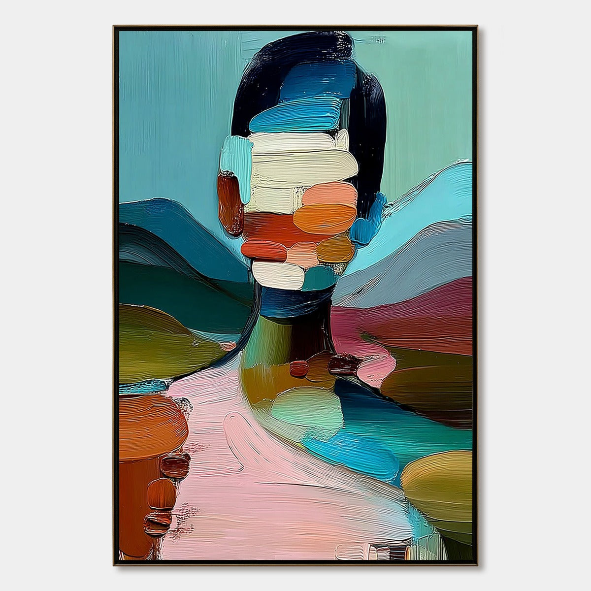 Mosaic Of Being – Silhouette Impasto Oil Painting, view 1