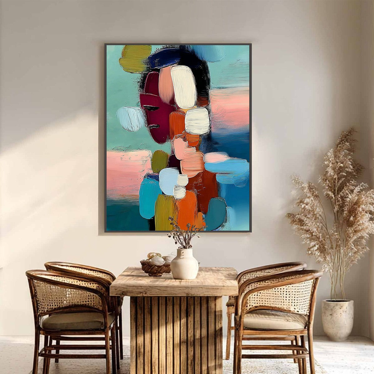 Abstract Figurative Impasto Oil Painting – Mosaic Of Thoughts