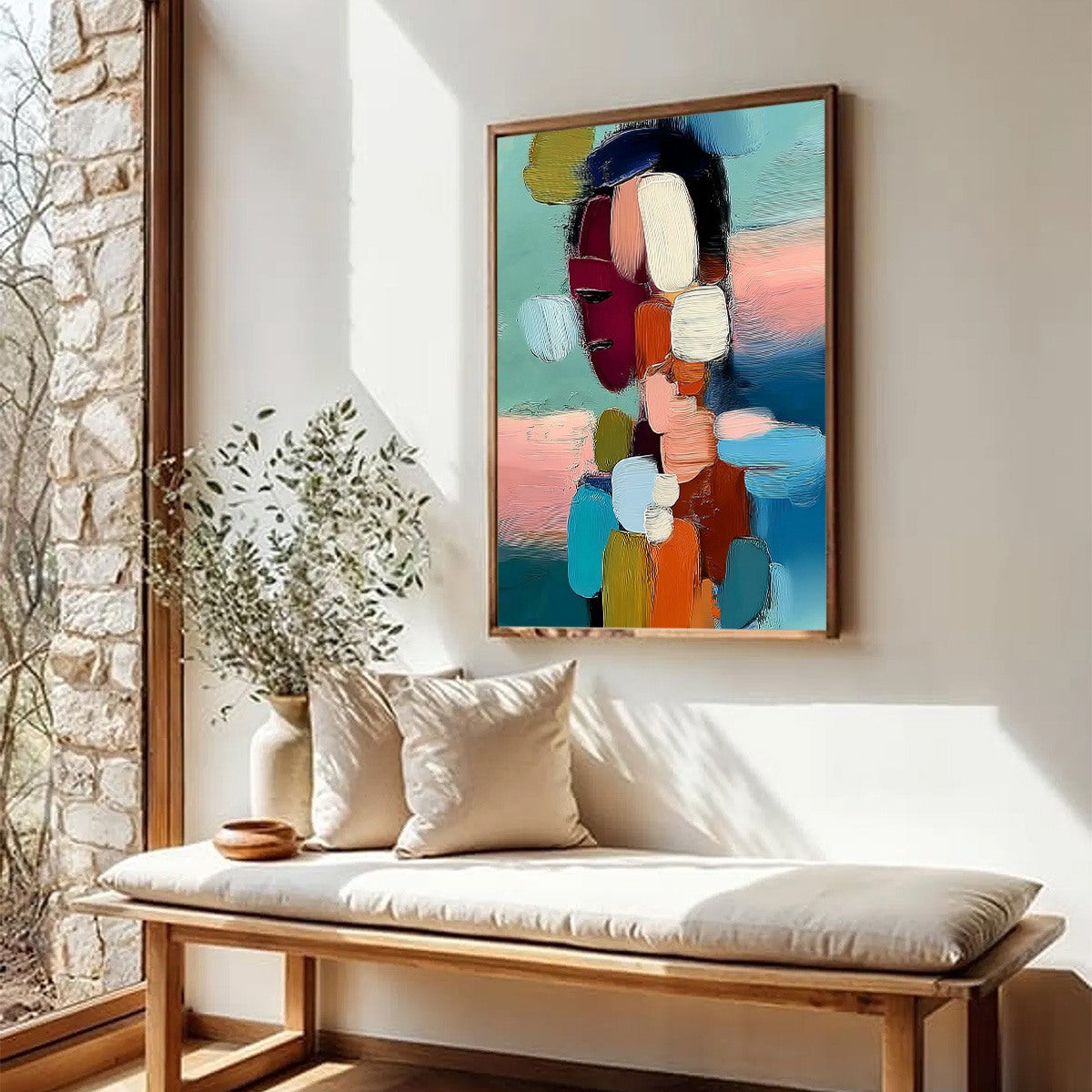Abstract Figurative Impasto Oil Painting – Mosaic Of Thoughts
