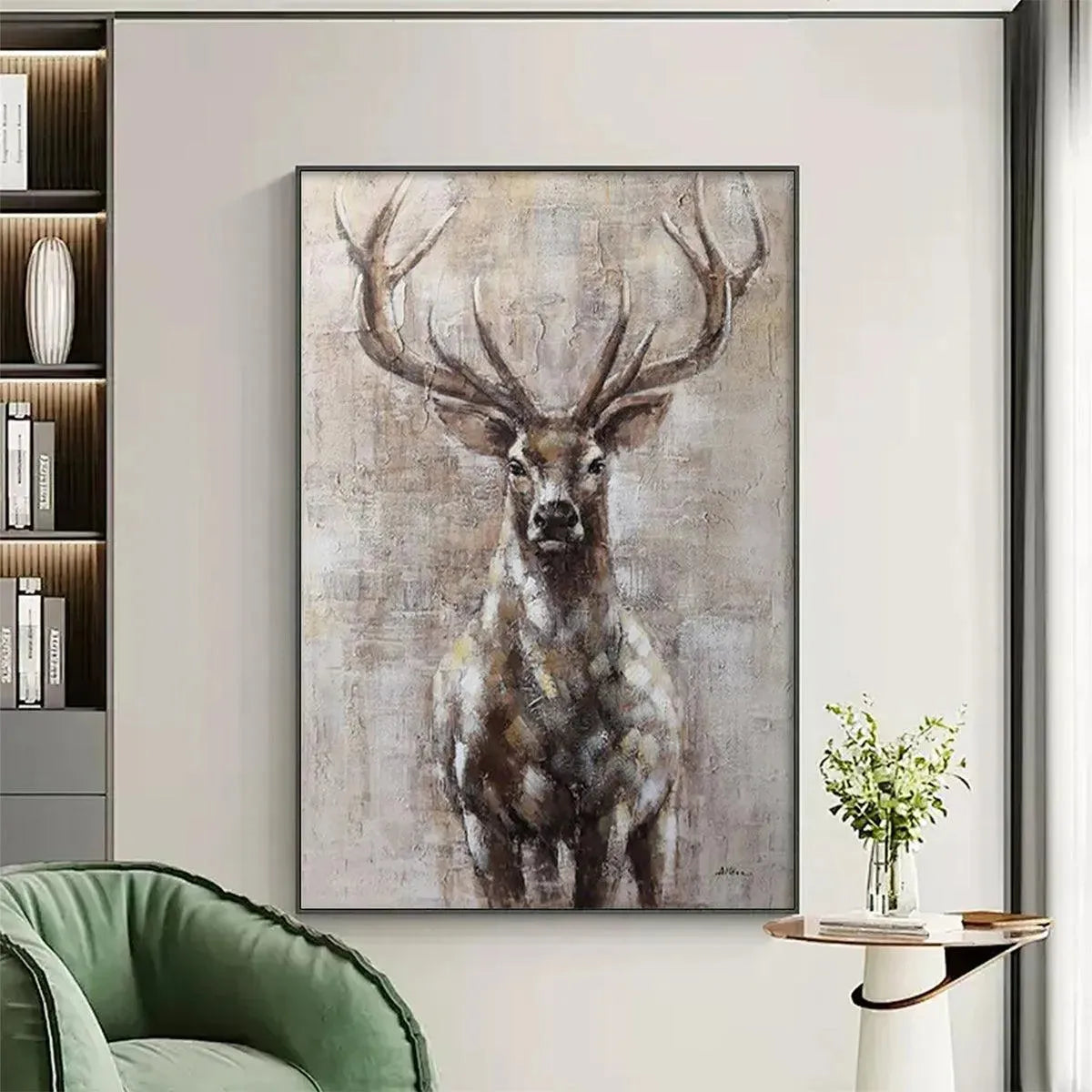 Deer Textured Oil Painting – Majestic Stag