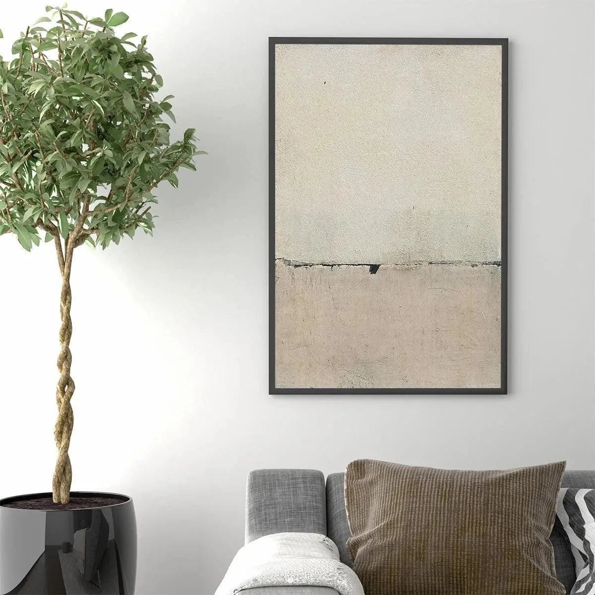 Wabi-Sabi Landscape Textured Oil Painting – Minimalist Earthscape