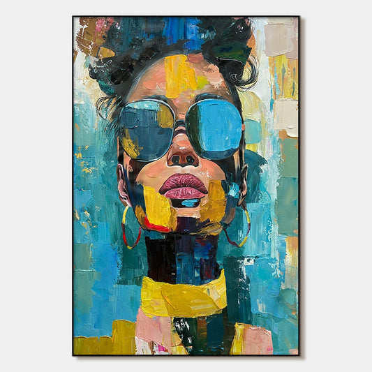 Golden Gaze – Female Figure Impasto Oil Painting, view 1
