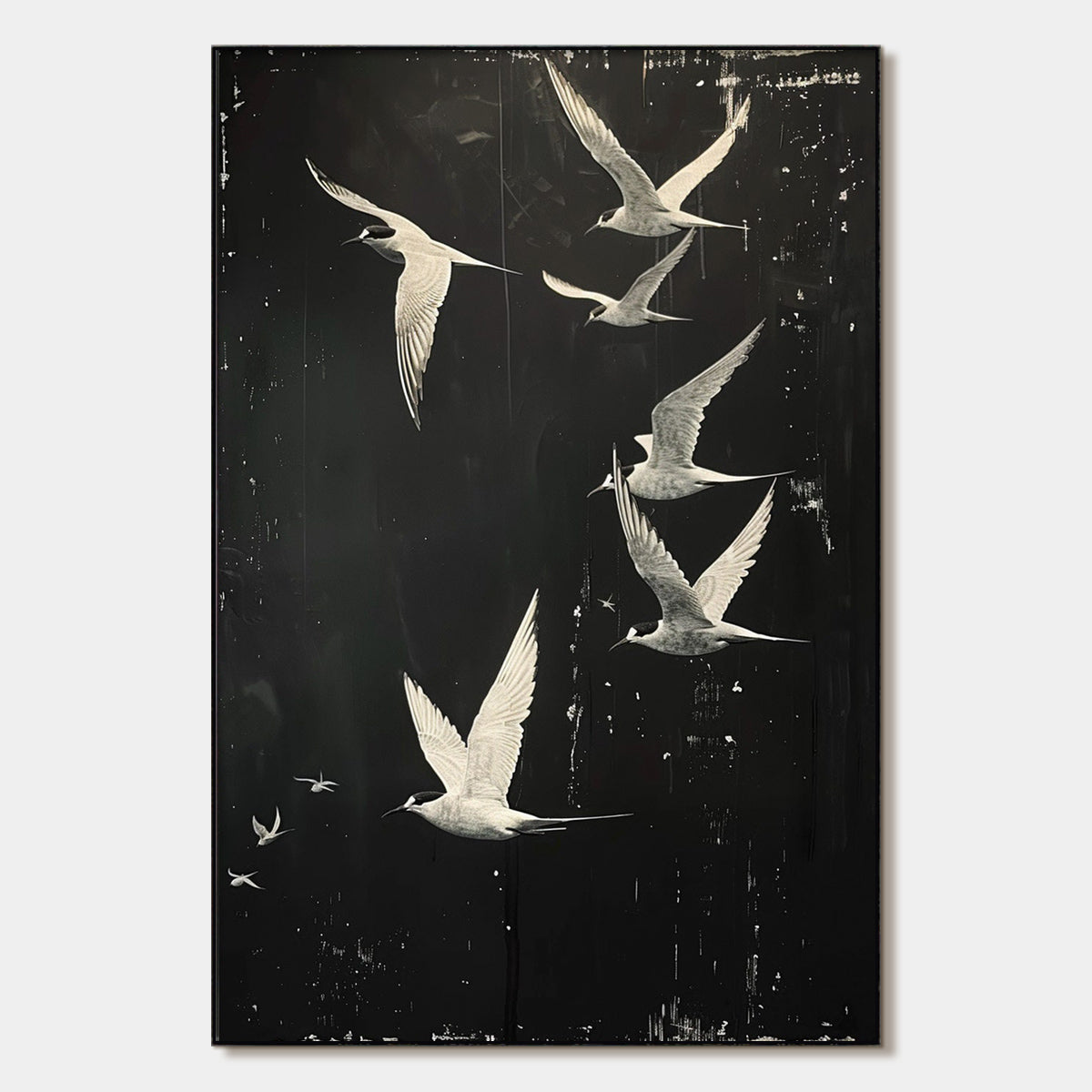 Night Flight – Bird Textured Oil Painting, view 1