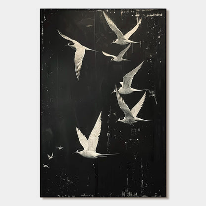 Night Flight – Bird Textured Oil Painting, view 1