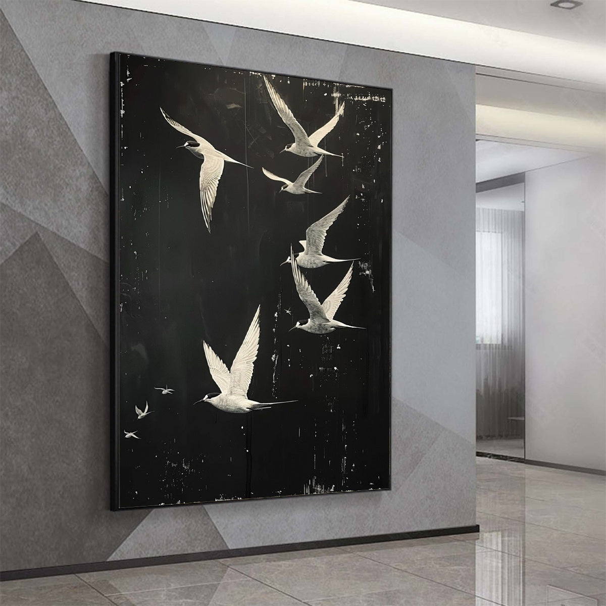 Night Flight – Bird Textured Oil Painting, view 5