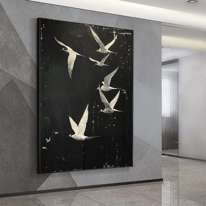 Night Flight – Bird Textured Oil Painting, view 5