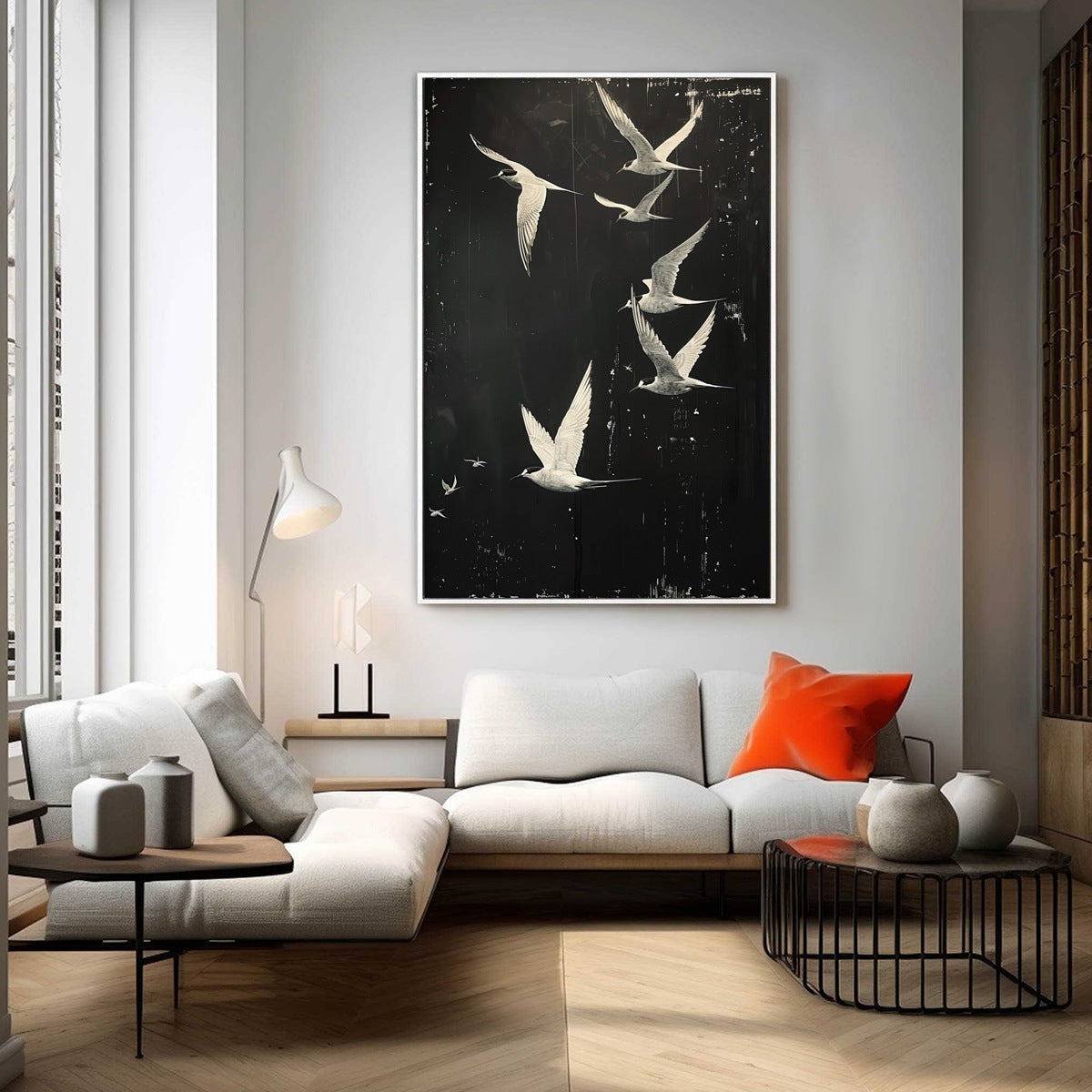 Bird Textured Oil Painting – Night Flight