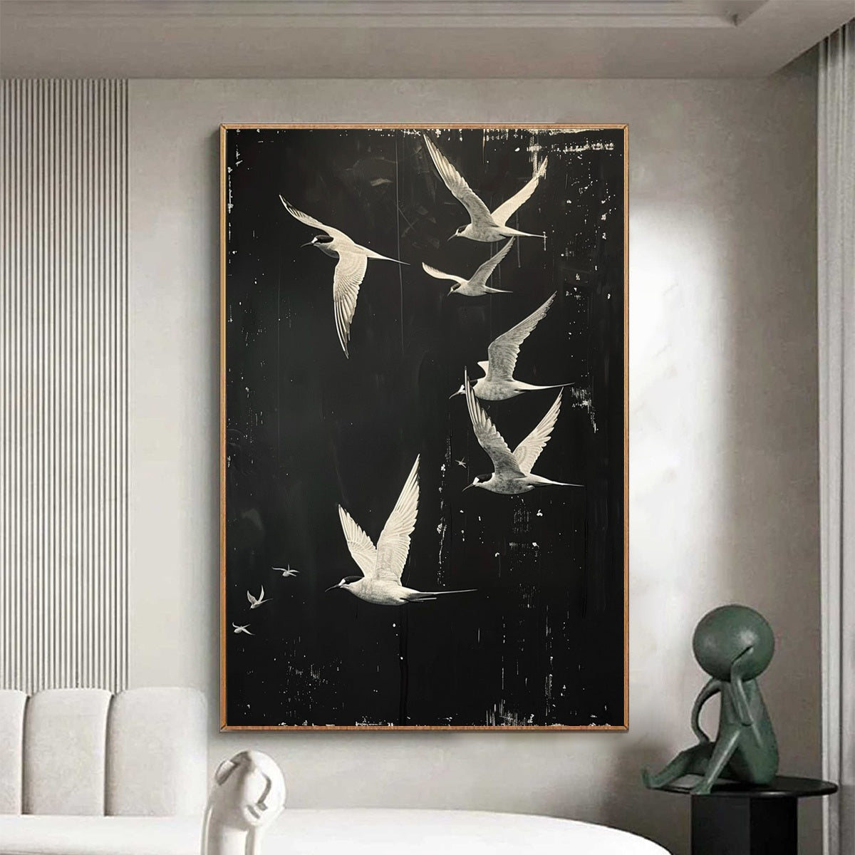 Bird Textured Oil Painting – Night Flight