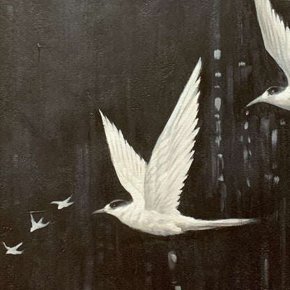 Bird Textured Oil Painting – Night Flight
