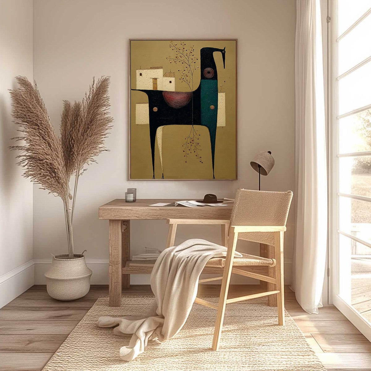 Wabi-Sabi Animal Impasto Oil Painting – Nomad's Haven