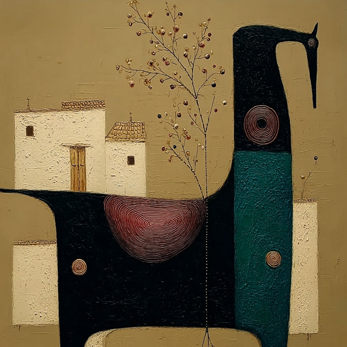 Nomad'S Haven – Wabi-Sabi Animal Impasto Oil Painting, view 3