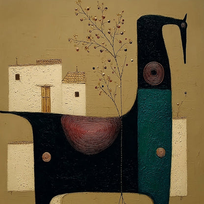 Nomad'S Haven – Wabi-Sabi Animal Impasto Oil Painting, view 3