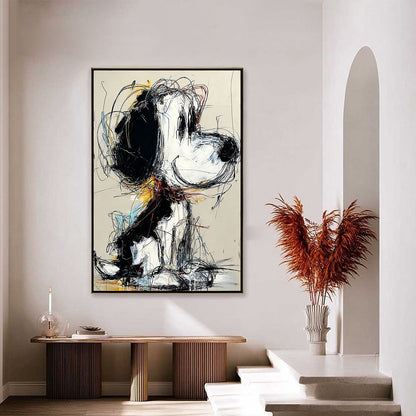 Blue and Red Dog Oil Painting – Nostalgic Scribble