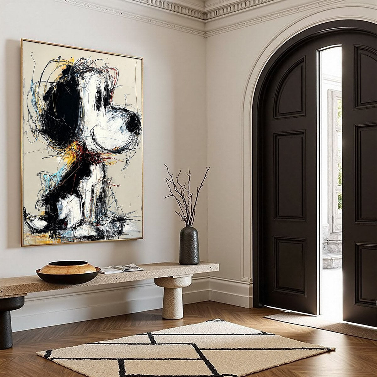 Blue and Red Dog Oil Painting – Nostalgic Scribble