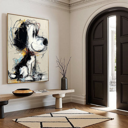 Blue and Red Dog Oil Painting – Nostalgic Scribble