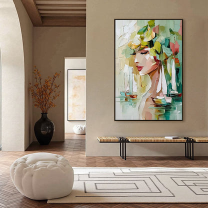 Figurative Impasto Oil Painting – Ocean'S Muse